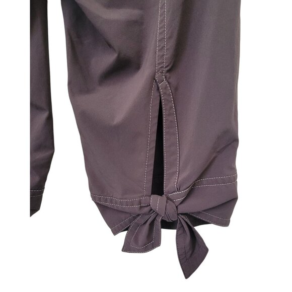 ATHLETA Brown Capri Athletic Pants w/ Tie Hem & Button Detail Women's Sz 10 - Picture 5 of 7